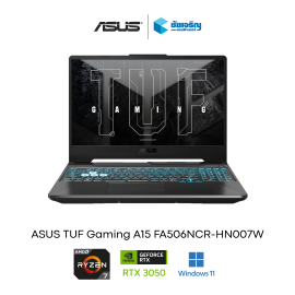 ASUS TUF Gaming A15 FA506NCR-HN007W • AMD Ryzen™ 7 7435HS • NVIDIA® GeForce RTX™ 3050 4GB   • 8GB DDR5  • 512GB PCIe® 4.0 NVMe™ M.2 SSD  • Wi-Fi 6 + Bluetooth® 5.3  • Windows 11 Home  • รับประกัน 2 ปี On-site Service